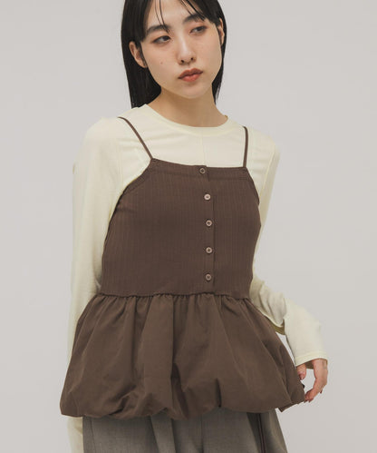 泡泡吊帶套裝上衣