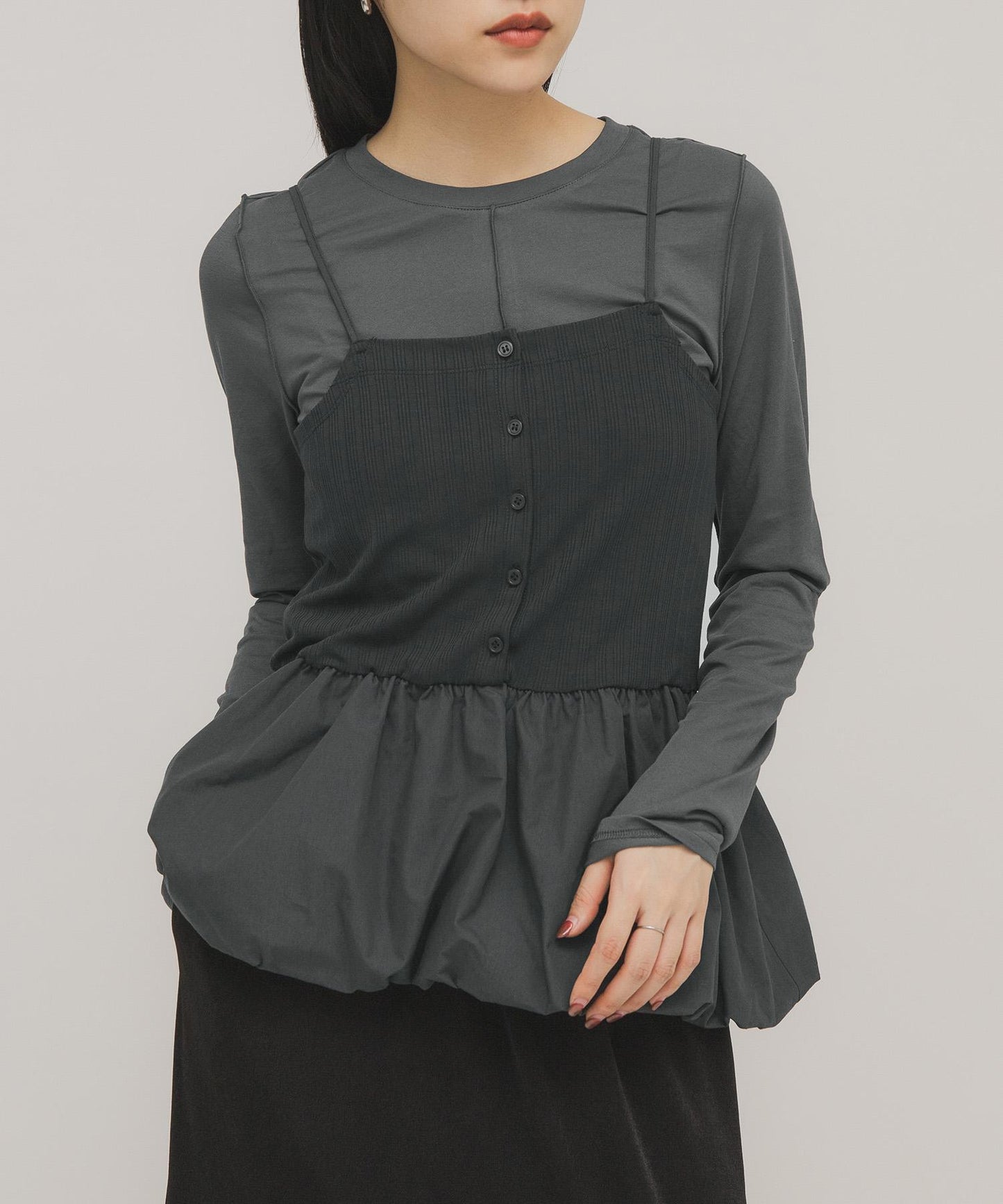 泡泡吊帶套裝上衣