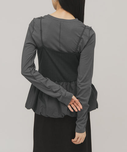 泡泡吊帶套裝上衣