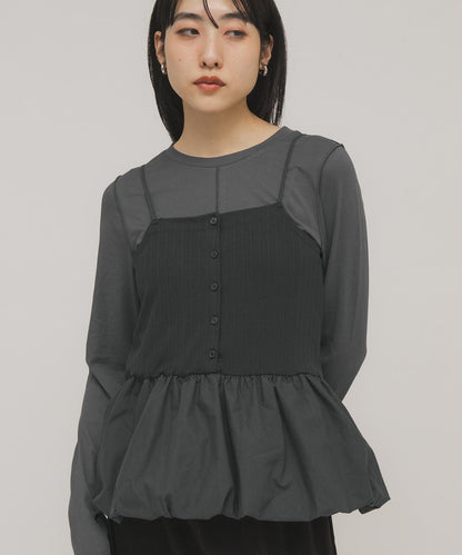 泡泡吊帶套裝上衣