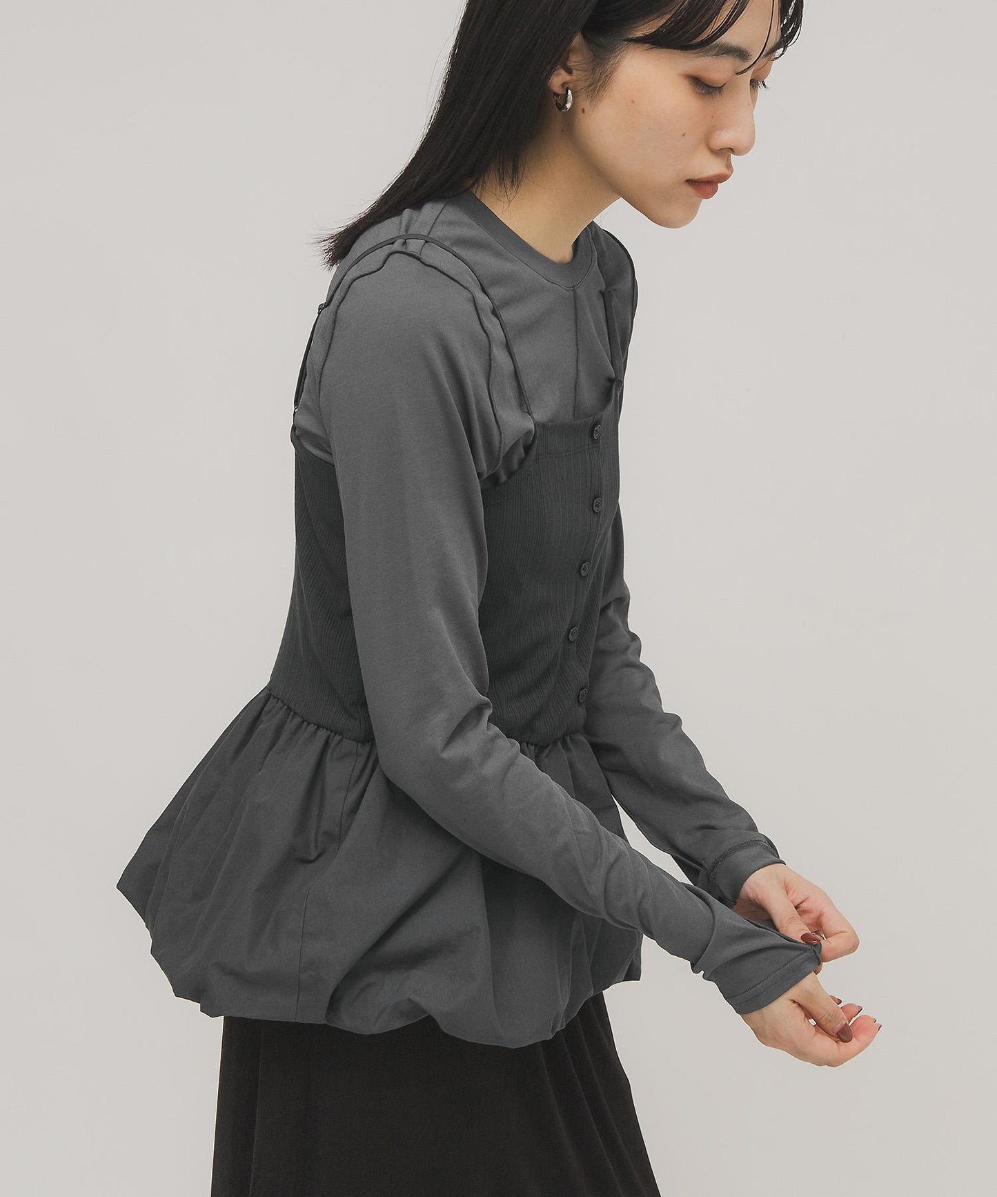 泡泡吊帶套裝上衣