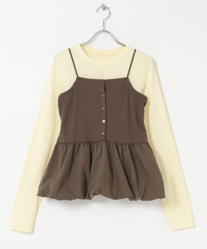 泡泡吊帶套裝上衣