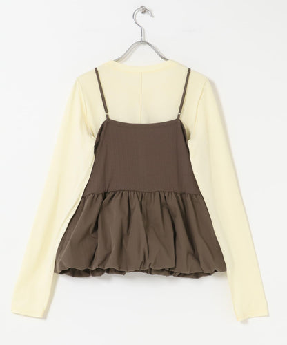 泡泡吊帶套裝上衣