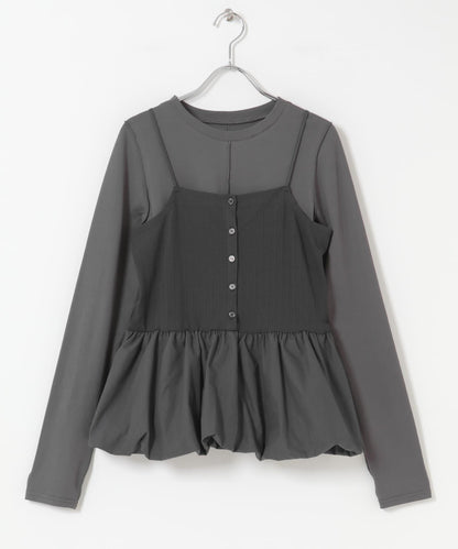 泡泡吊帶套裝上衣