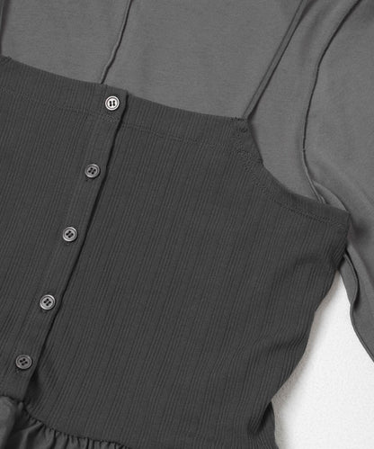 泡泡吊帶套裝上衣