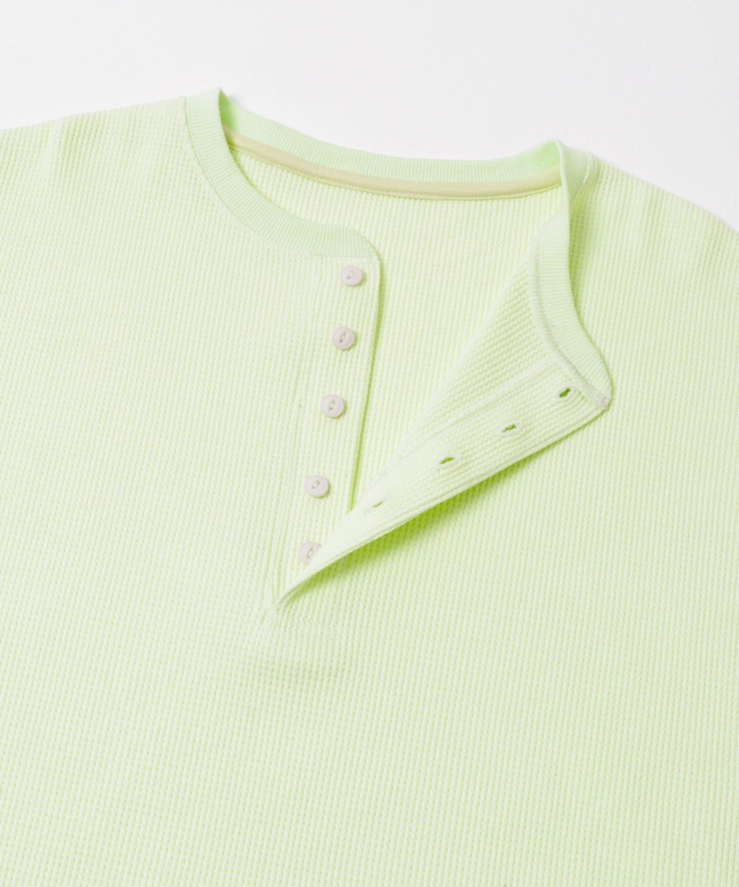 華夫格面料亨利領長袖T恤