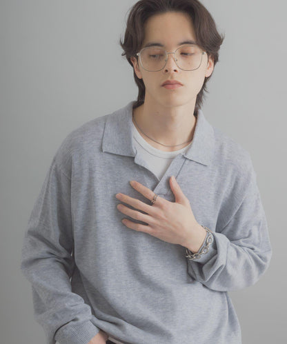 開領長袖針織上衣