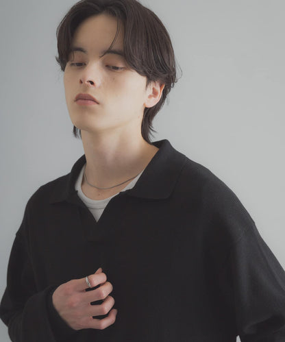 開領長袖針織上衣