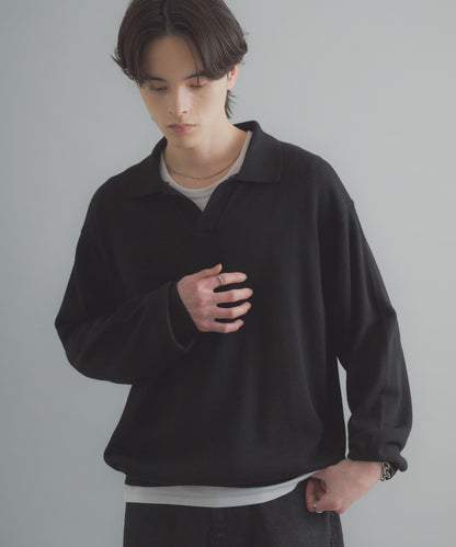 開領長袖針織上衣