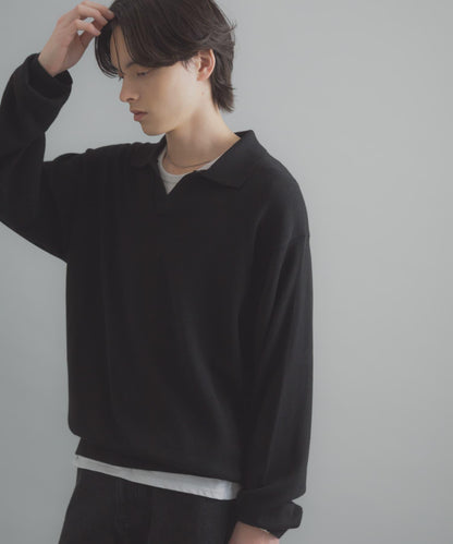 開領長袖針織上衣