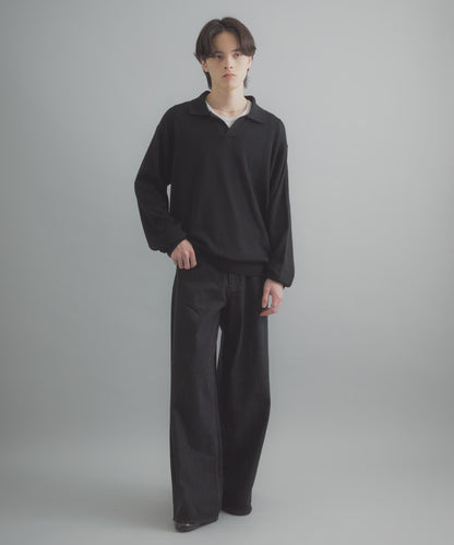 開領長袖針織上衣