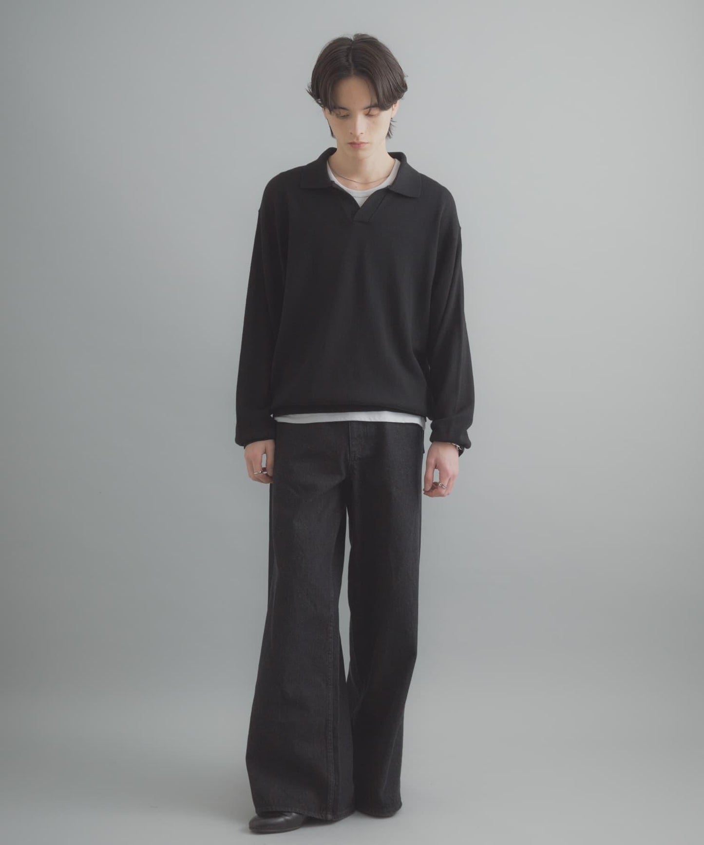 開領長袖針織上衣