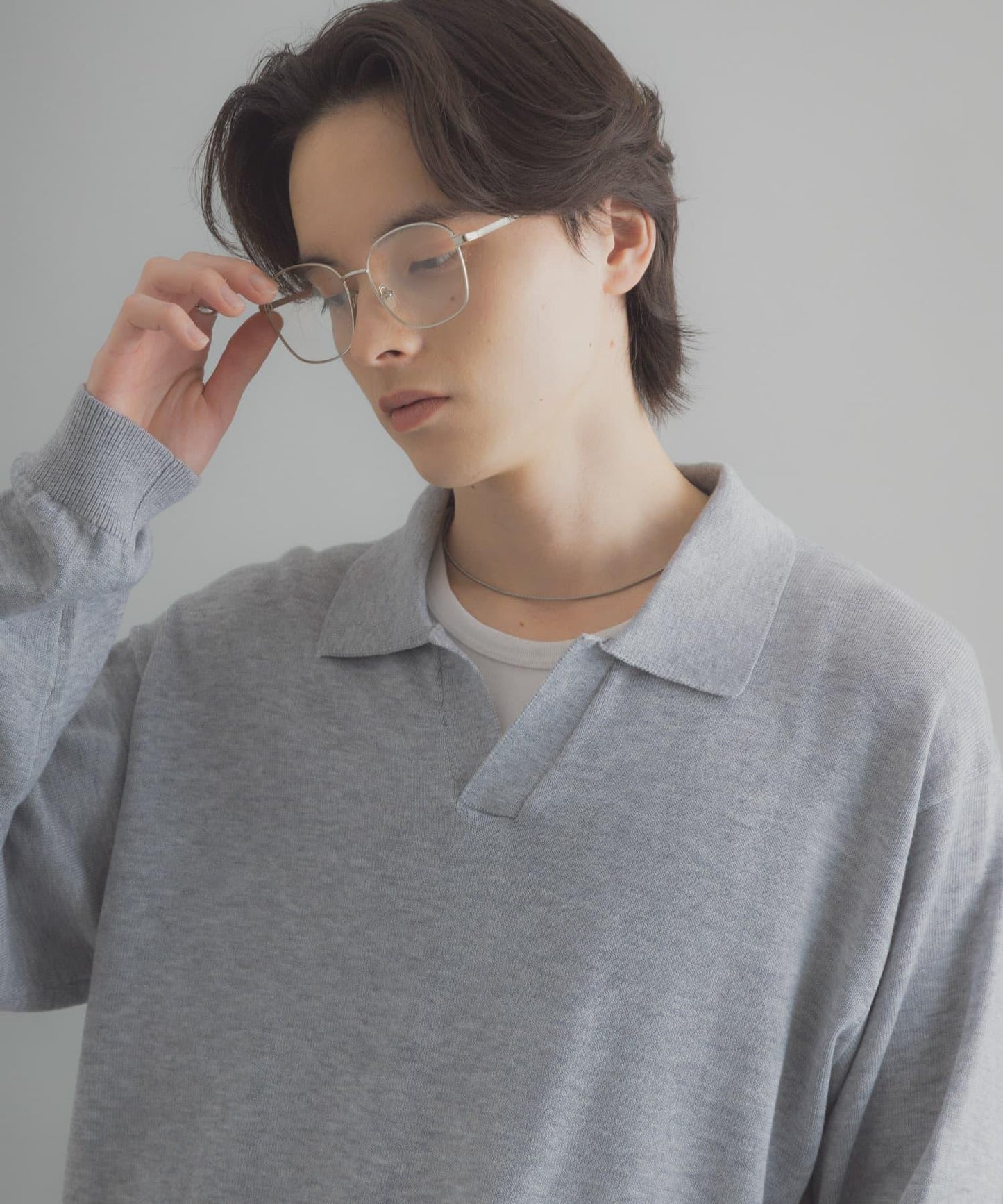 開領長袖針織上衣