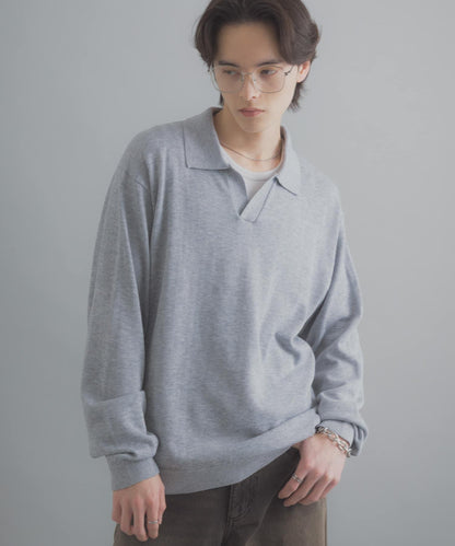 開領長袖針織上衣