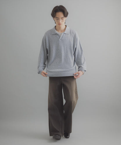 開領長袖針織上衣