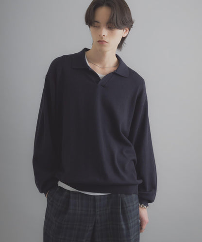 開領長袖針織上衣