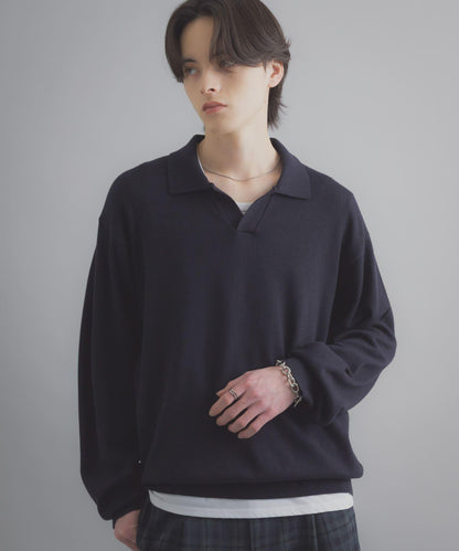 開領長袖針織上衣