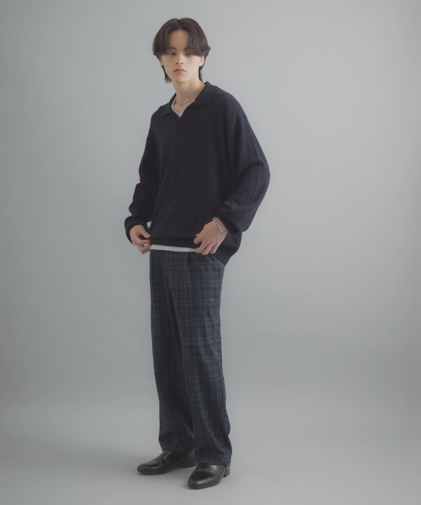 開領長袖針織上衣