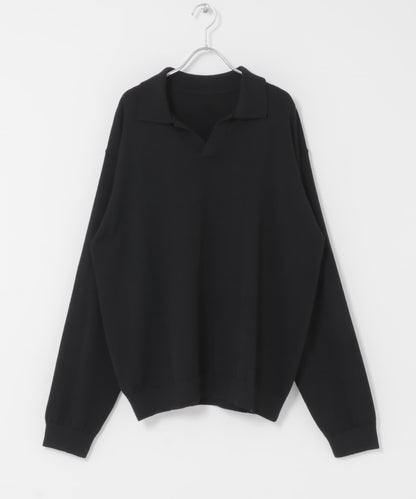 開領長袖針織上衣