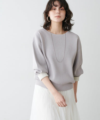 袖裡配色 前後雙穿 羅紋針織 針織上衣