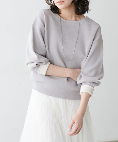 袖裡配色 前後雙穿 羅紋針織 針織上衣