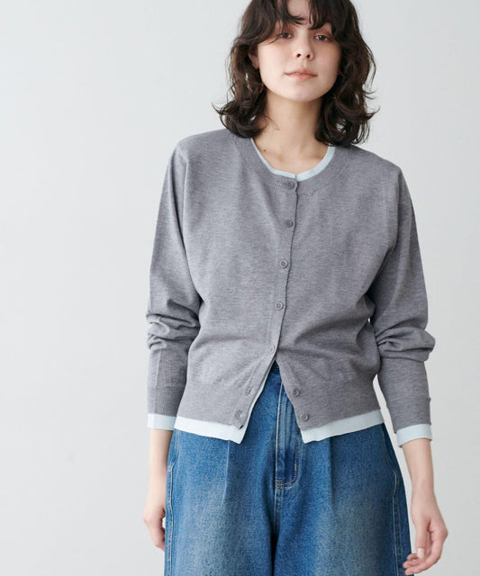 拼色層次感圓領針織開衫