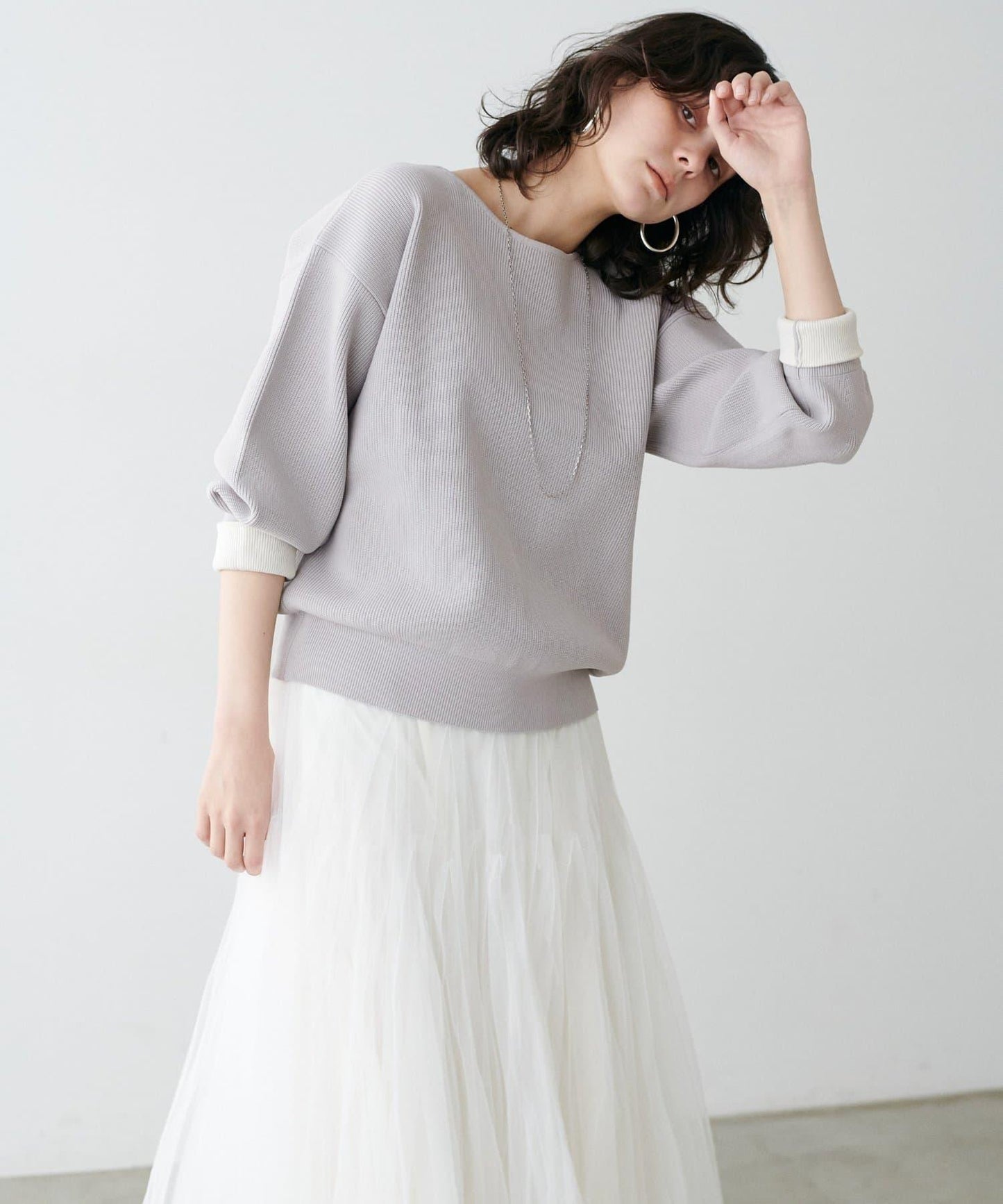 袖裡配色 前後雙穿 羅紋針織 針織上衣