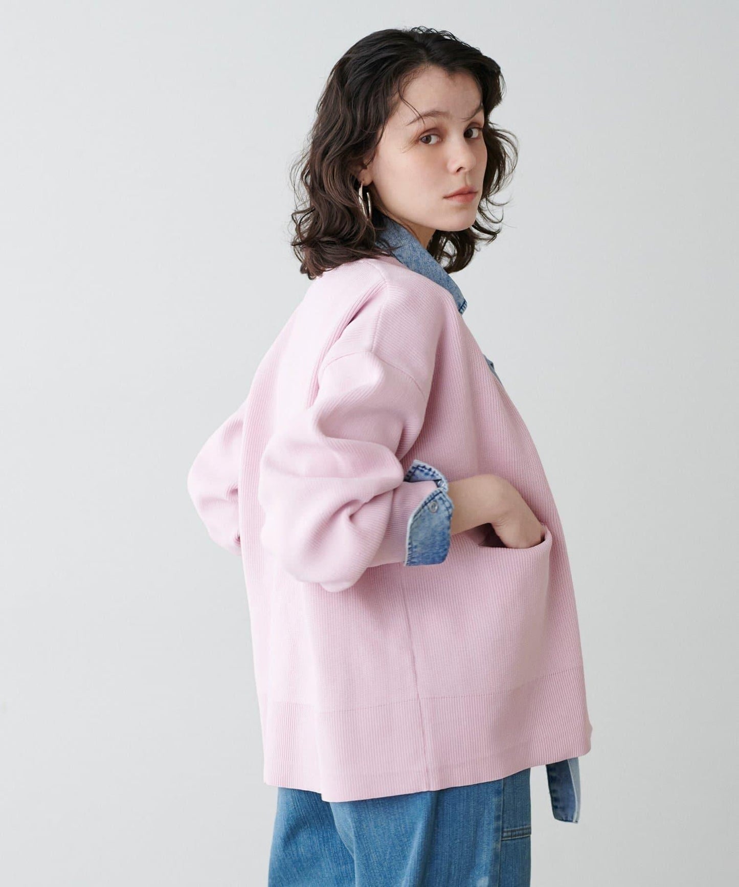 拼色金色紐釦針織開衫