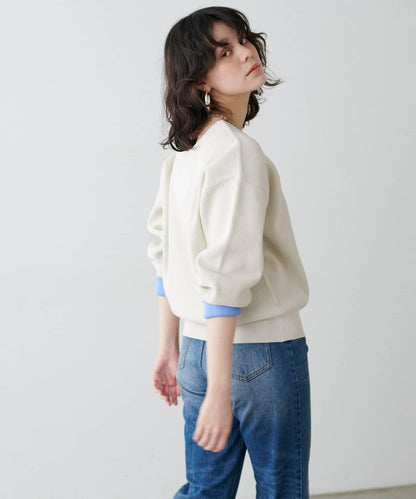 袖裡配色 前後雙穿 羅紋針織 針織上衣