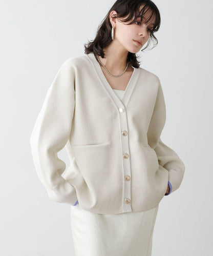 拼色金色紐釦針織開衫