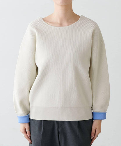 袖裡配色 前後雙穿 羅紋針織 針織上衣