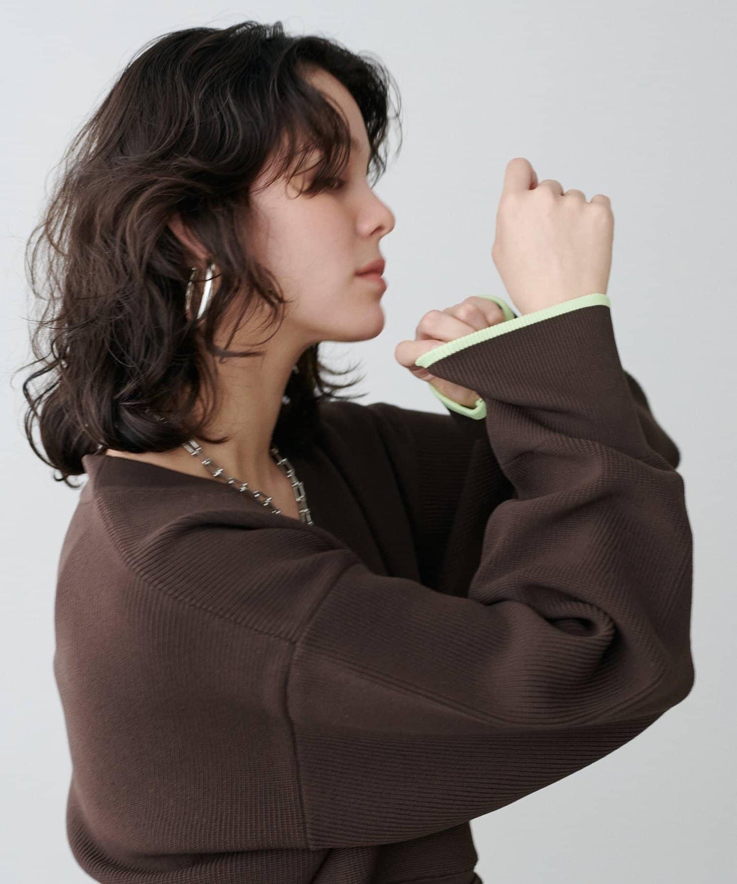 拼色金色紐釦針織開衫