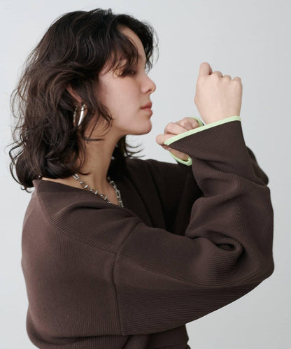 拼色金色紐釦針織開衫