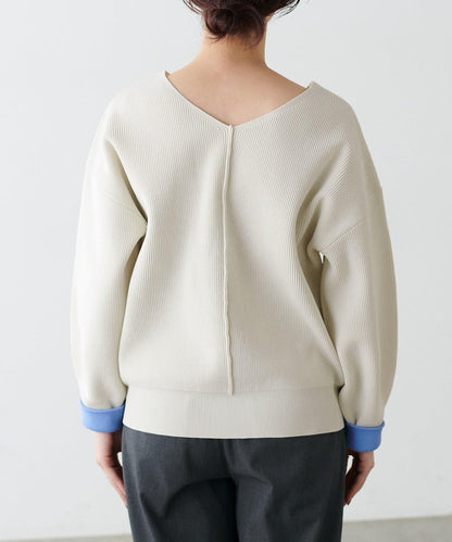 袖裡配色 前後雙穿 羅紋針織 針織上衣