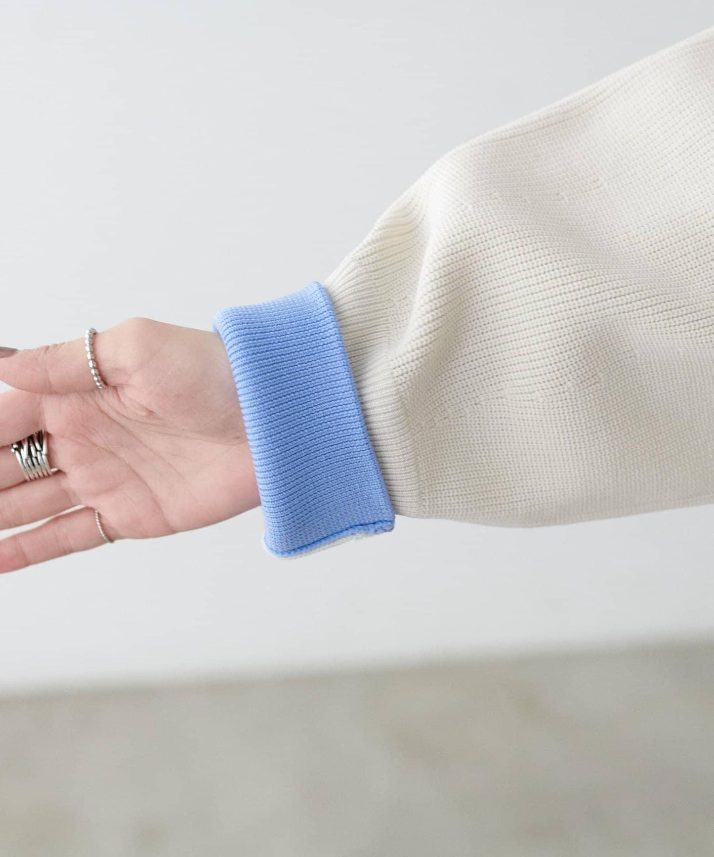 袖裡配色 前後雙穿 羅紋針織 針織上衣