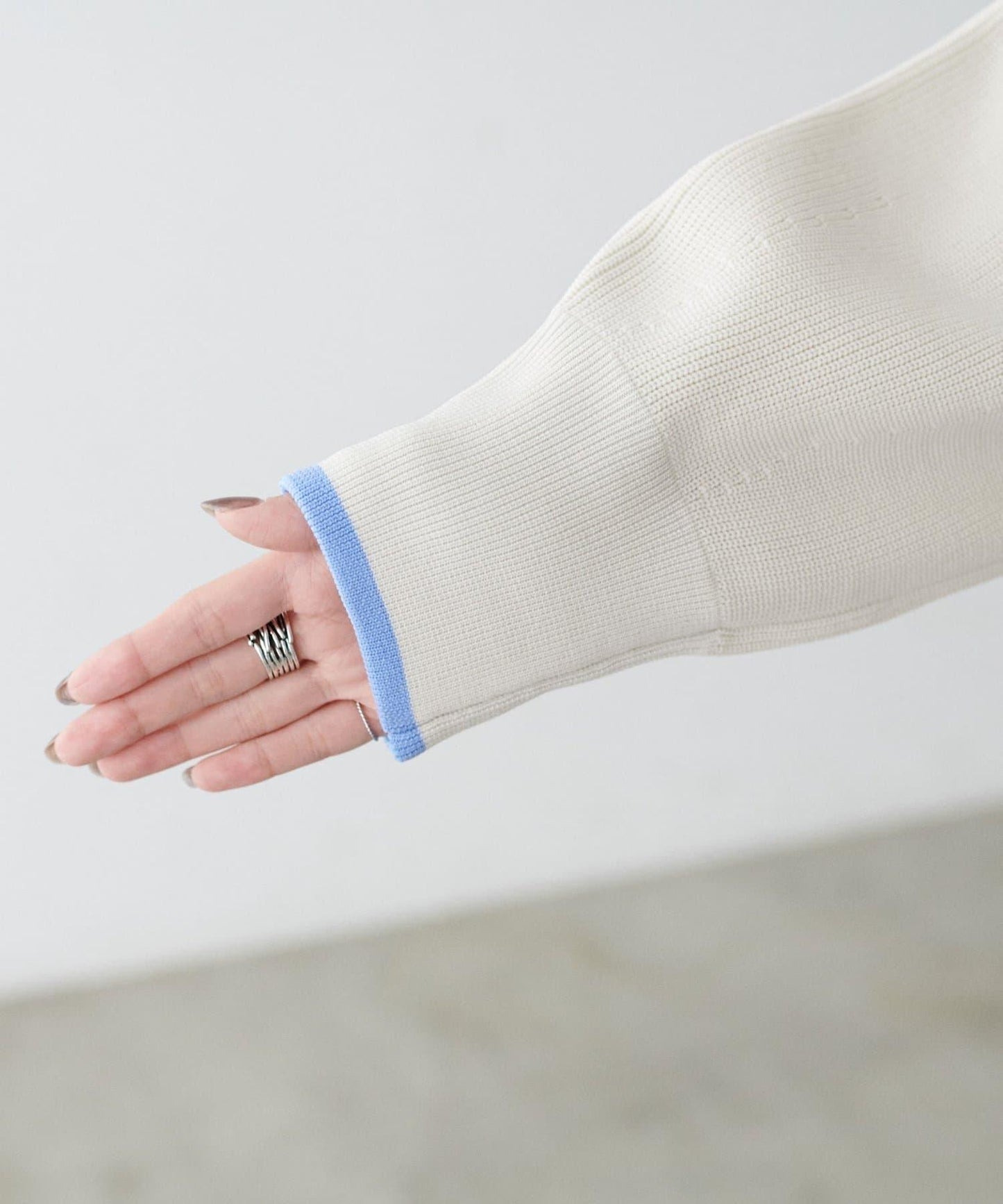 袖裡配色 前後雙穿 羅紋針織 針織上衣