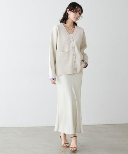 拼色金色紐釦針織開衫