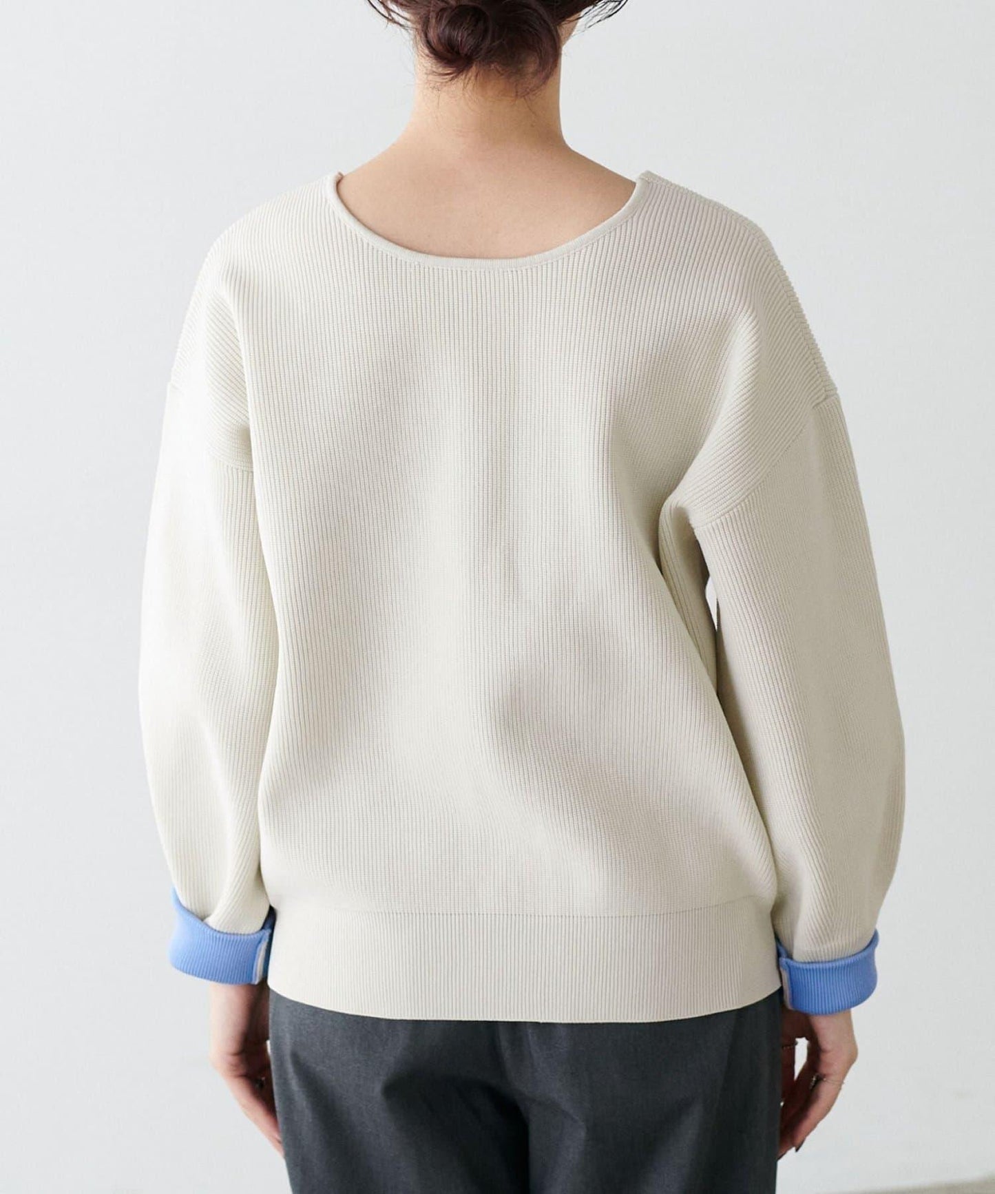 袖裡配色 前後雙穿 羅紋針織 針織上衣