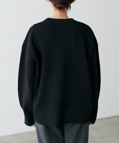 拼色金色紐釦針織開衫