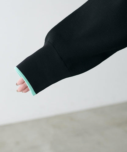 拼色金色紐釦針織開衫