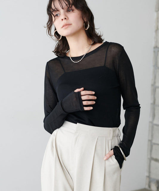 透視圓領套頭上衣