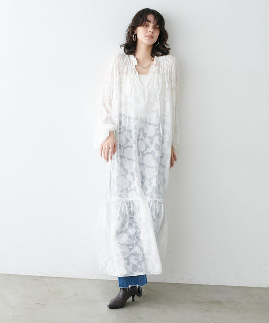 垂墜感抽褶連衣裙