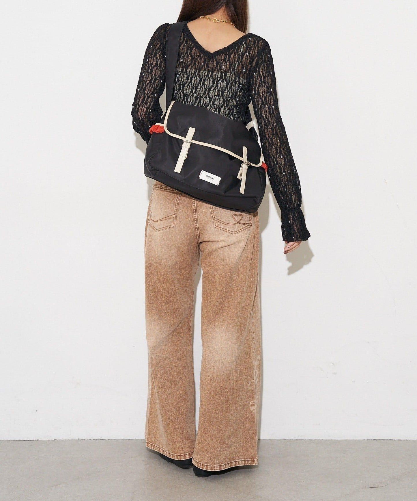 網紗荷葉邊 郵差包