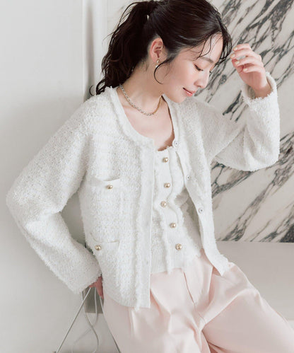 可成套搭配 花呢紋理 針織 夾克式開衫