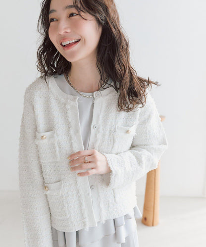 可成套搭配 花呢紋理 針織 夾克式開衫