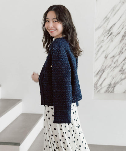 可成套搭配 花呢紋理 針織 夾克式開衫