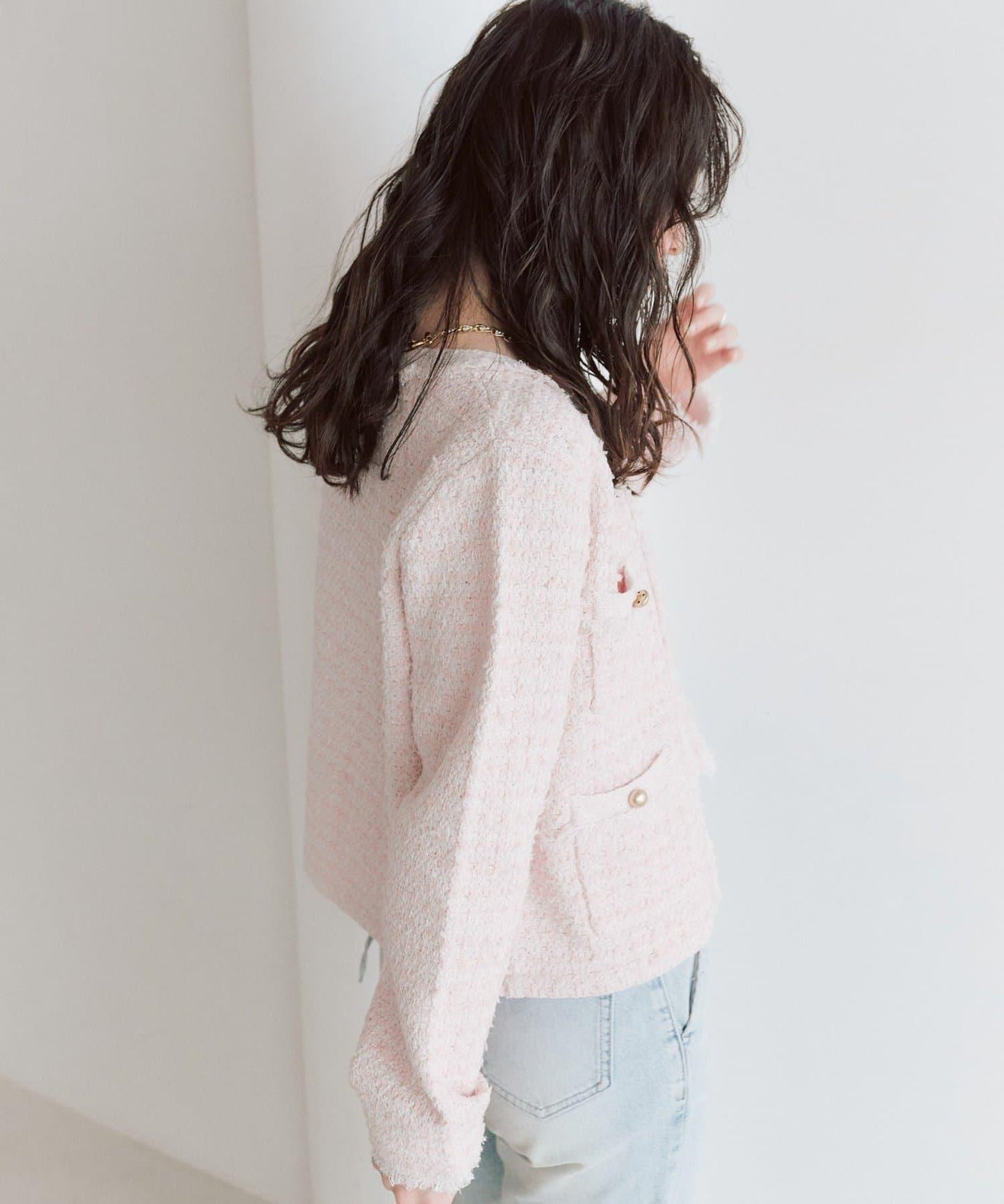 可成套搭配 花呢紋理 針織 夾克式開衫