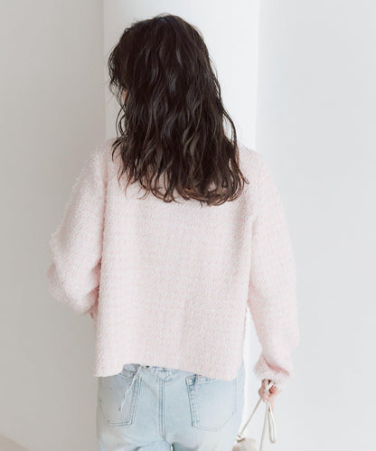 可成套搭配 花呢紋理 針織 夾克式開衫