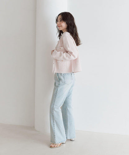 可成套搭配 花呢紋理 針織 夾克式開衫