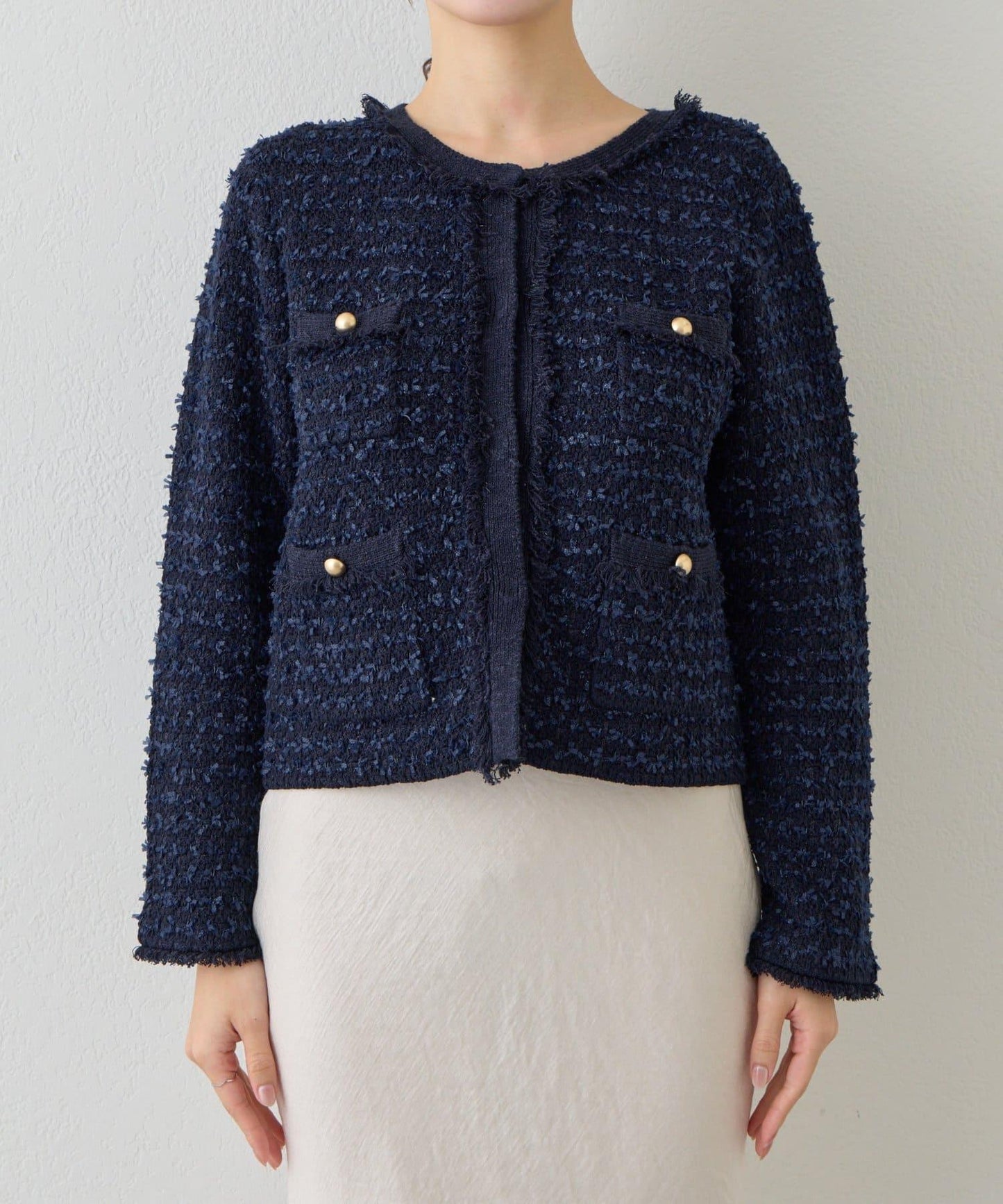 可成套搭配 花呢紋理 針織 夾克式開衫